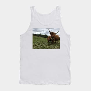 Scottish Highland Cattle Cow and Calf 1532 Tank Top